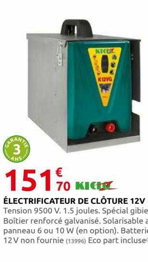 électrificateur de clôture 12v kidoz