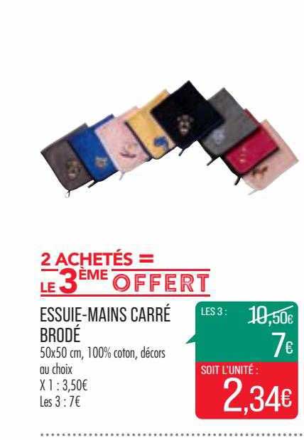 essuie-mains carré brodé