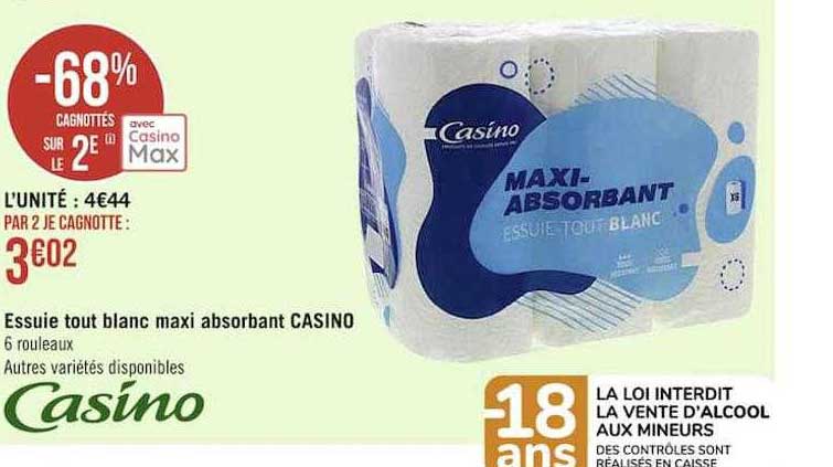 essuie tout blanc maxi absorbant casino