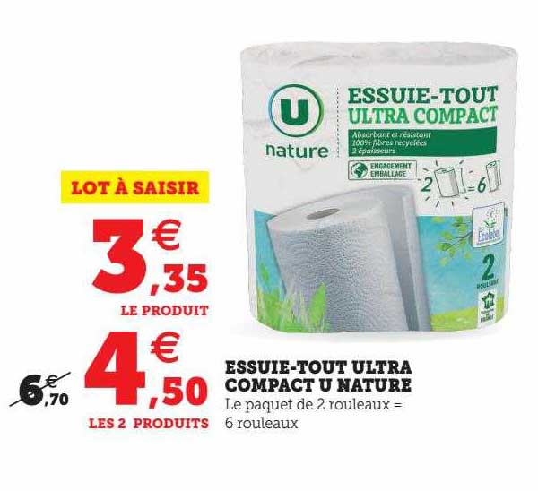 Essuie-tout Ultra Compact U Nature