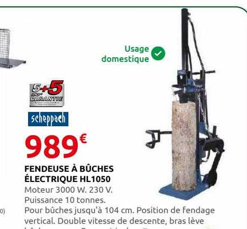 fendeuse à bûches électrique hl1050 scheppach