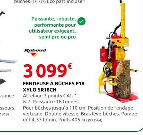 fendeuse à bûches f18 xylo sr18ch rabaud