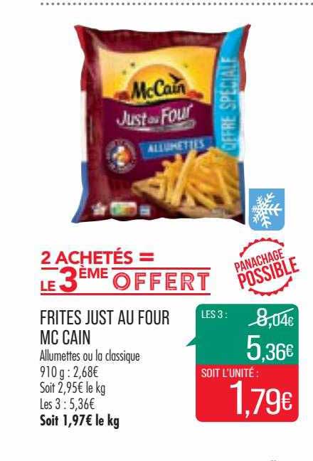 frites just au four mc cain