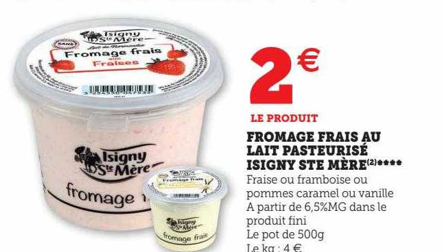 fromage frais au lait pasteurisé isigny ste mère