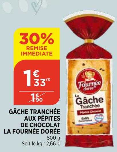 gâche tranchée aux pépites de chocolat la fournée dorée