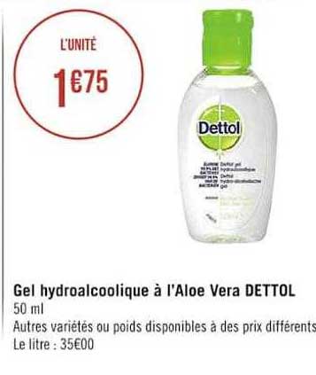 gel hydroalcoolique à l'aloé vera dettol