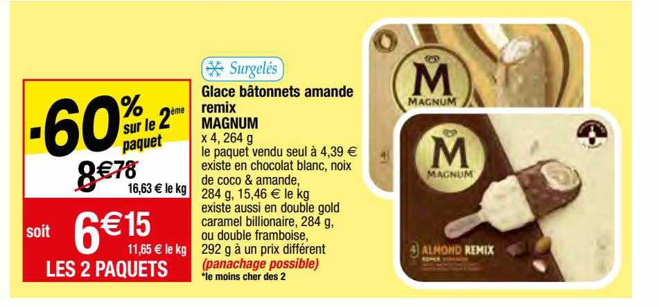 Glace Bâtonnets Amande Remix Magnum