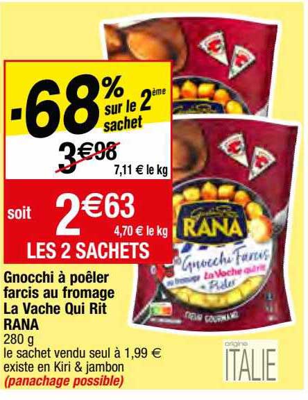 gnocchi à poêler farcis au fromage la vache qui rit rana