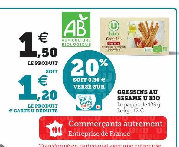 Gressins Au Sésame U Bio