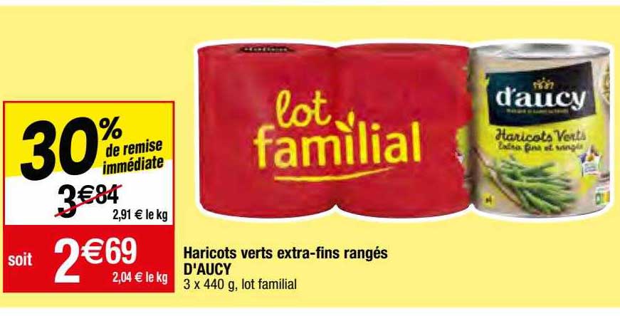 haricots verts extra-fins rangés d'aucy