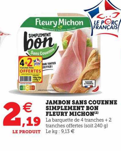 jambon sans couenne simplement bon fleury michon