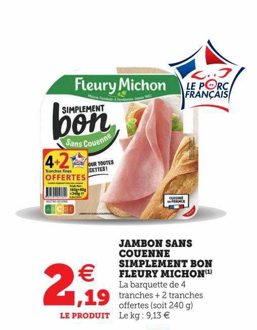 jambon sans couenne simplement bon fleury michon