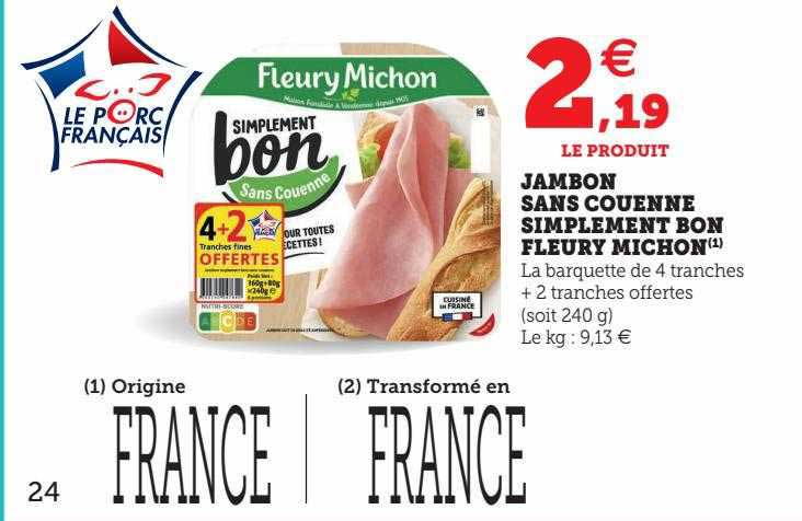 jambon sans couenne simplement bon fleury michon