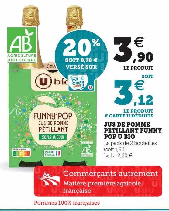 jus de pomme pétillant funny pop u bio