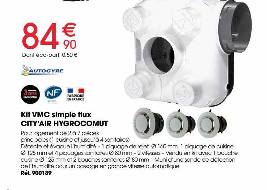 kit vmc simple flux city'air hydrocomut