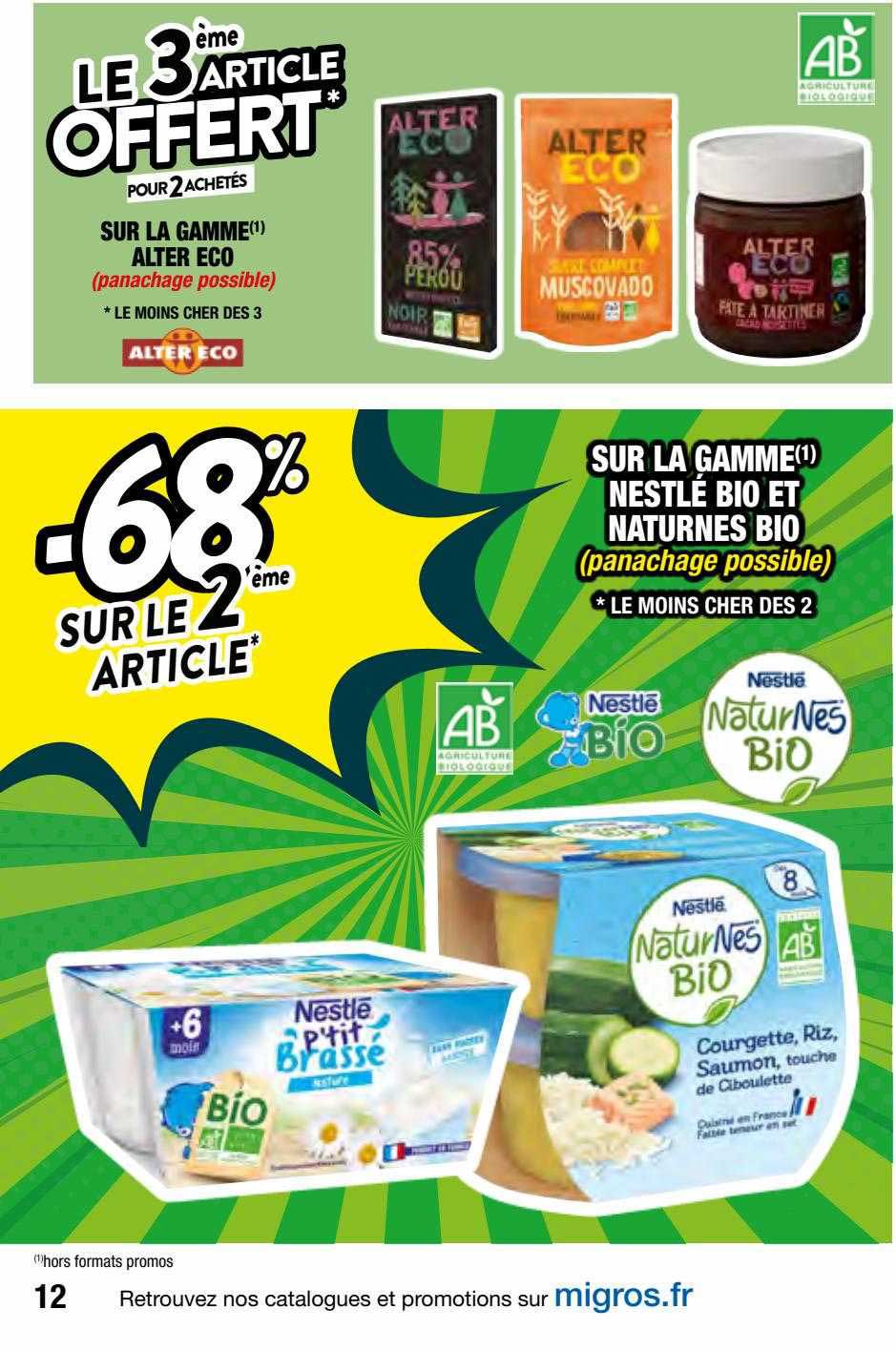 la gamme alter eco, la gamme nestlé bio et naturnes bio