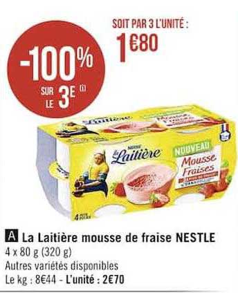 La Laitière Mousse De Fraise Nestlé