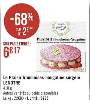 Le Plaisir Framboises-nougatine Surgelé Lenôtre