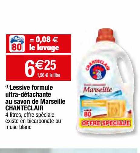 lessive formule ultra-détachante au savon de marseille chanteclair