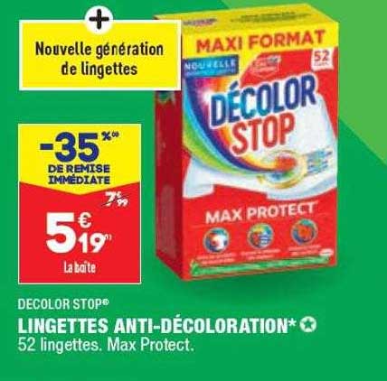 lingettes anti-décoloration décolor stop