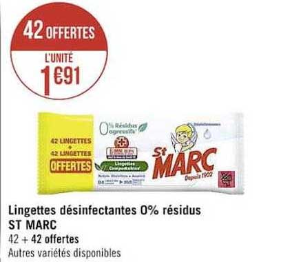 lingettes désinfectantes 0% résidus st marc