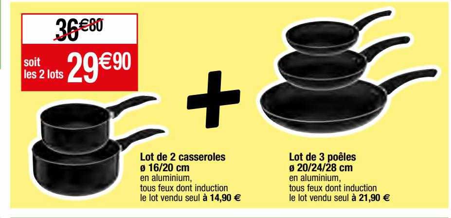 Lot De 2 Casseroles ø 16-20 Cm, Lot De 3 Poêles ø 20-24-28 Cm