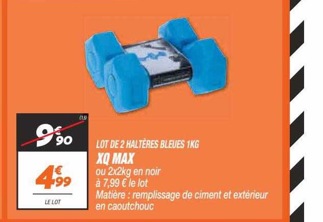 lot de 2 haltères bleues 1kg xq max