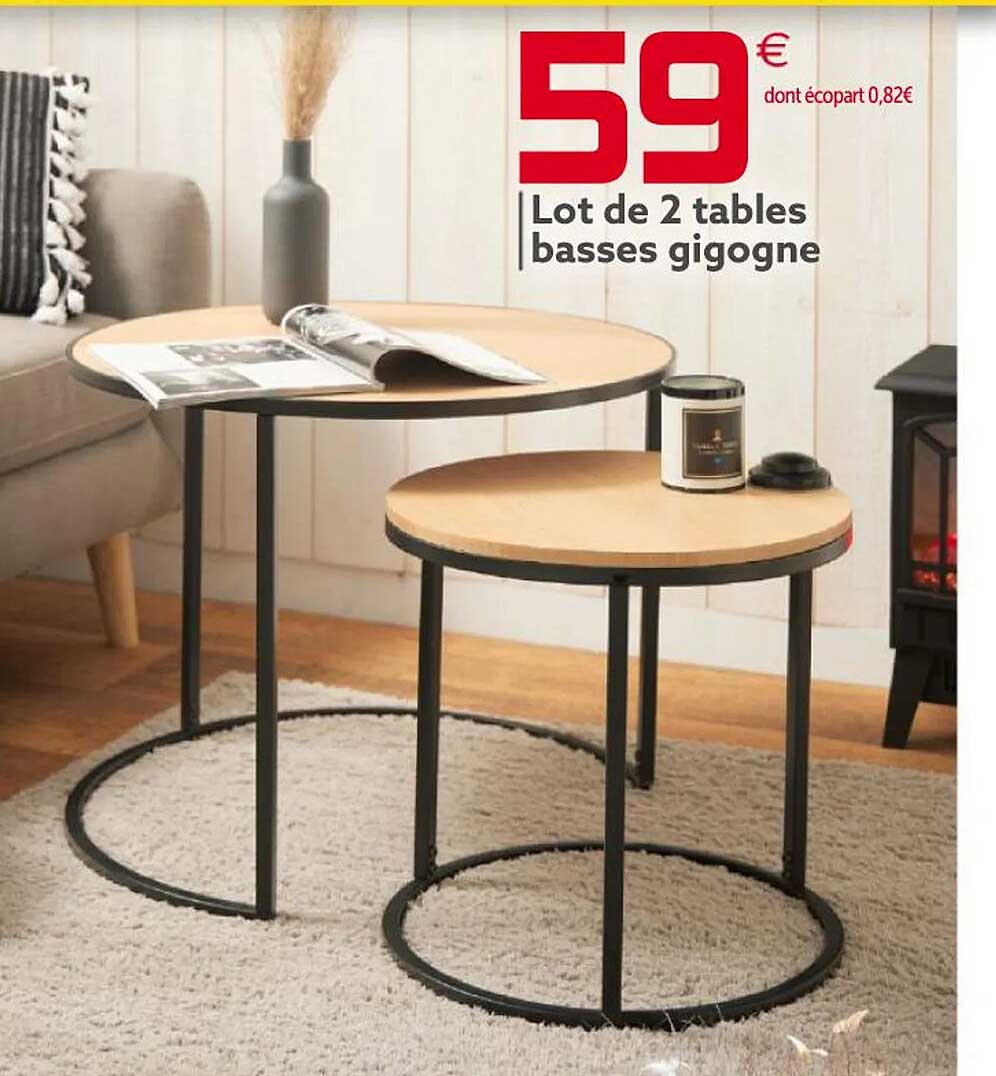 lot de 2 tables basses gigogne