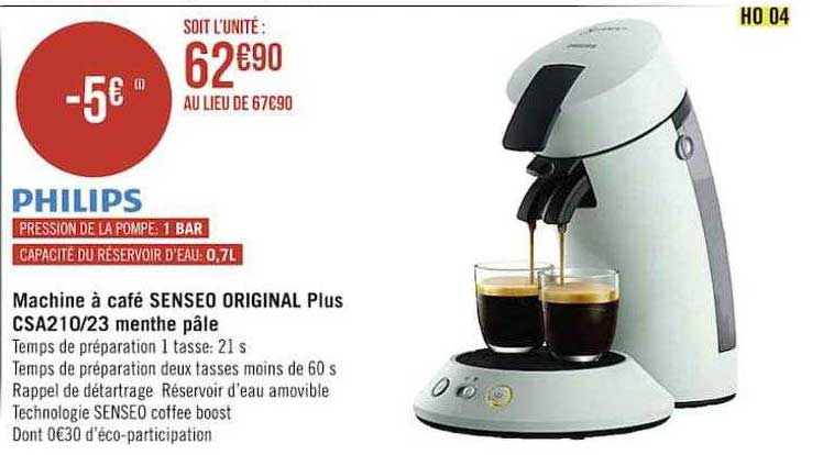 machine à café senseo original plus csa210-23 menthe pâle philips