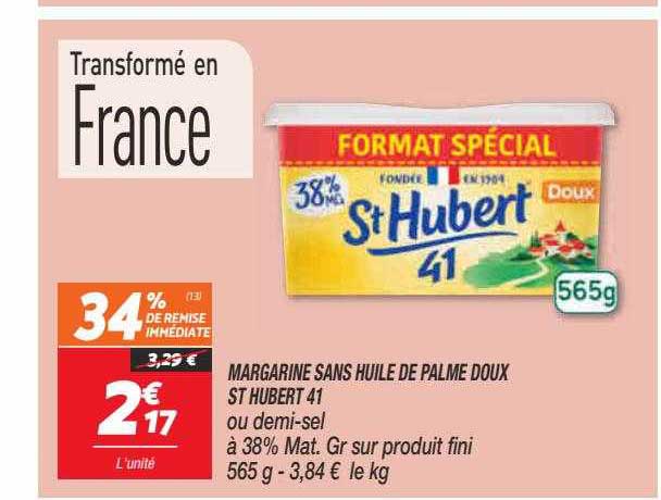 margarine sans huile de palme doux st hubert 41