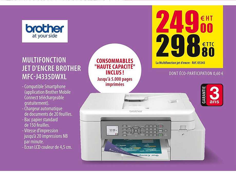 multifonction jet d'encre brother mfc-j4335dwxl