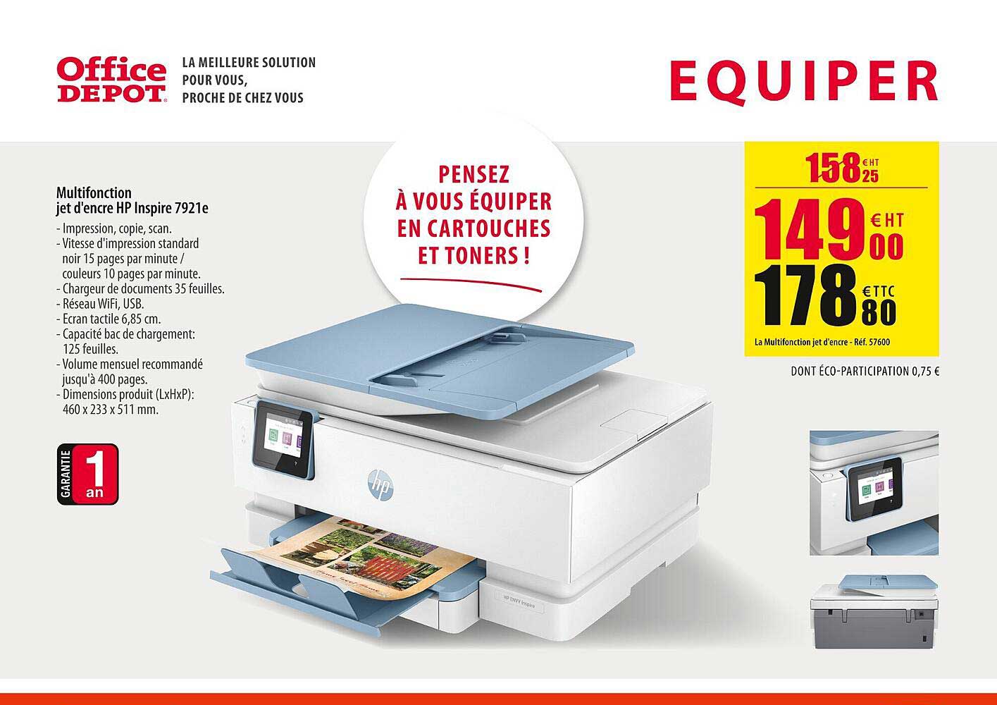 multifonction jet d'encre hp inspire 7921e