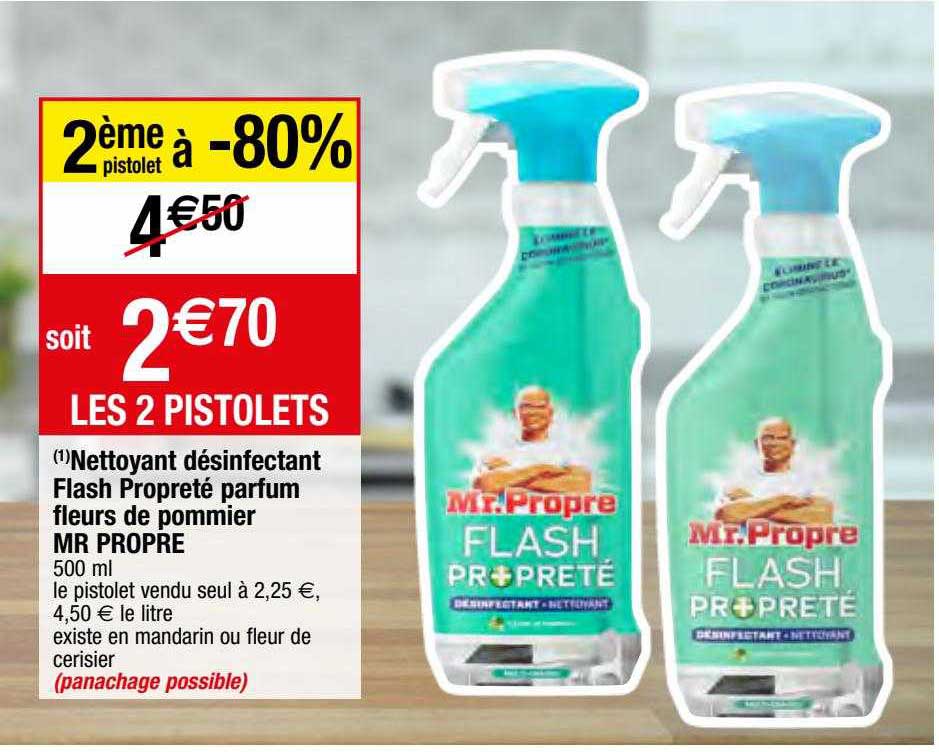nettoyant désinfectant flash propreté parfum fleurs de pommier mr propre