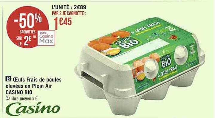 oeufs frais de poules élevées en plein air casino bio