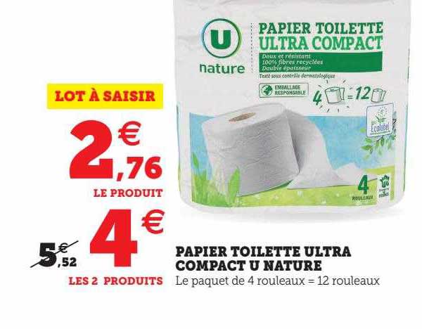 Papier Toilette Ultra Compact U Nature