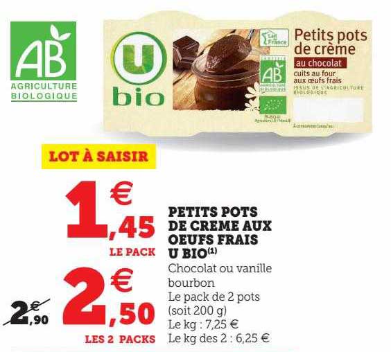 petits pots de crème aux oeufs frais u bio