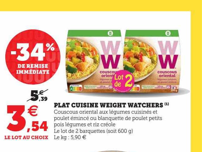 plat cuisiné weight watchers