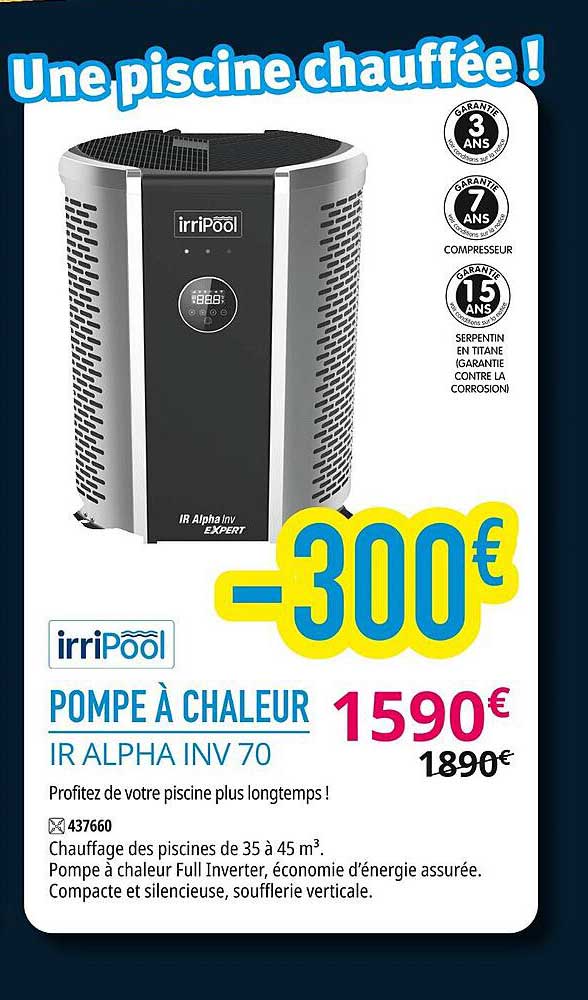 pompe à chaleur ir alpha inv 70 irripool