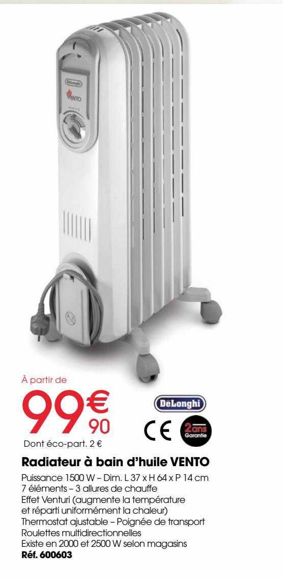 Radiateur à Bain D'huile Vento DeLonghi