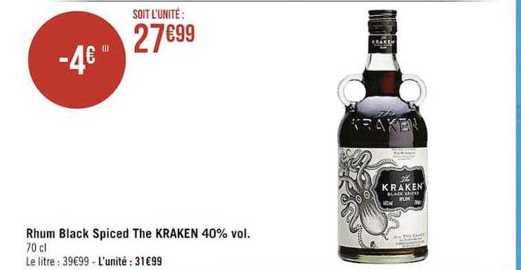 rhum black spiced the kraken 40% vol.