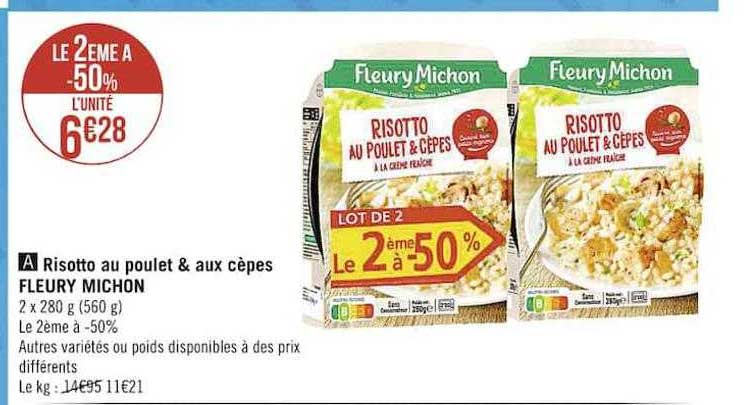 risotto au poulet & aux cèpes fleury michon