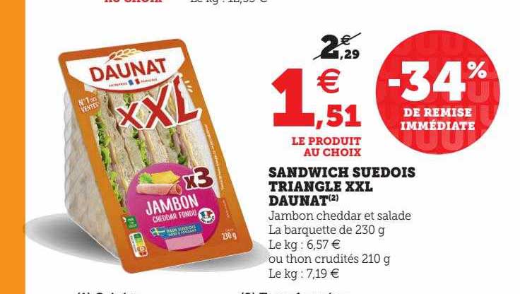Sandwich Suedois Triangle Xxl Daunat
