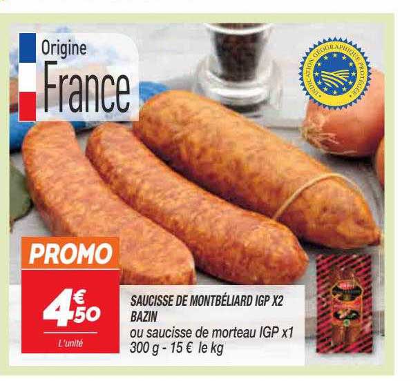 saucisse de montbéliard igp x2 bazin