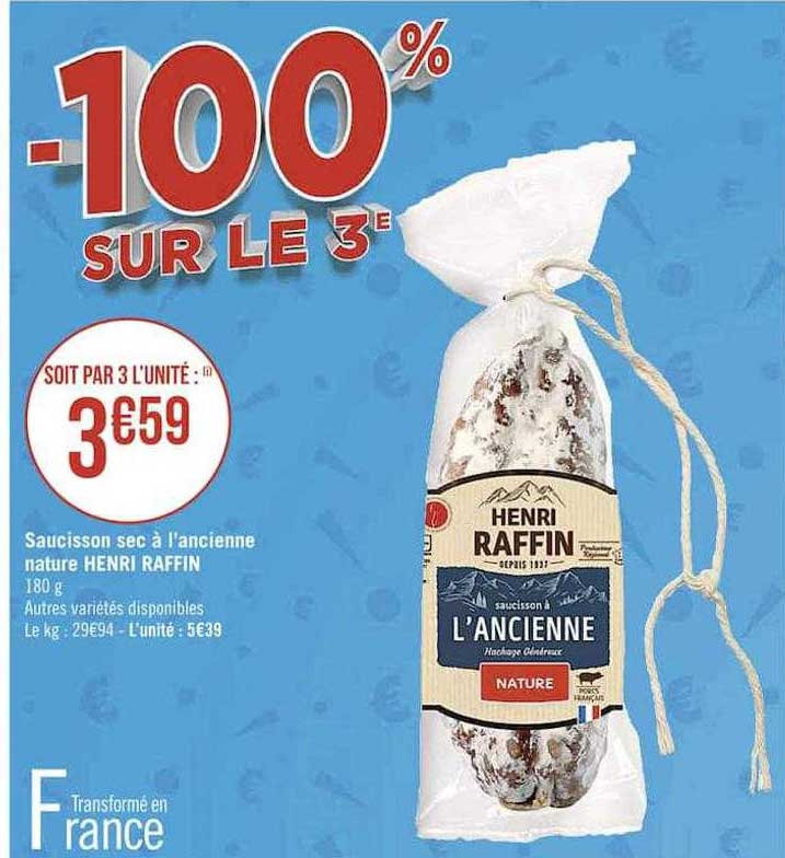 saucisson sec à l'ancienne nature henri raffin