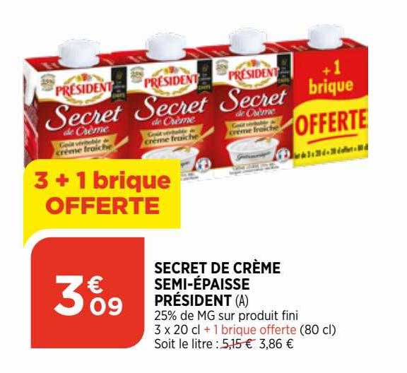 secret de crème semi-épaisse président