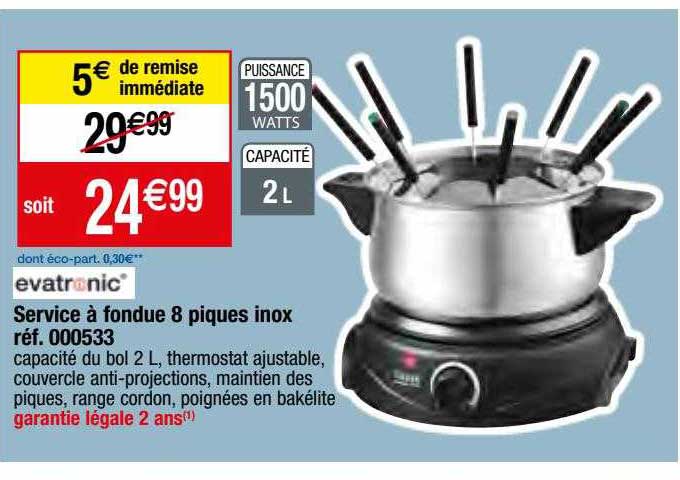 Service à Fondue 8 Piques Inox Evatronic