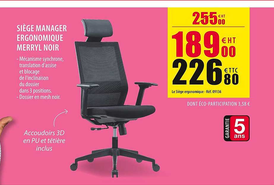 Siège Manager Ergonomique Merryl Noir