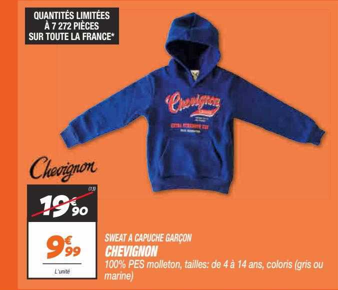 sweat à capuche garçon chevignon