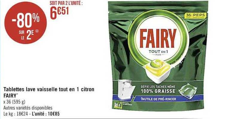 tablettes lave vaisselle tout en 1 citron fairy