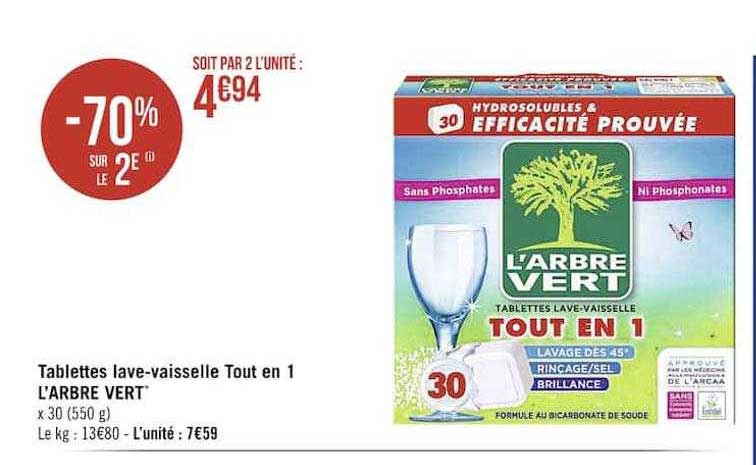 tablettes lave-vaisselle tout en 1 l'arbre vert